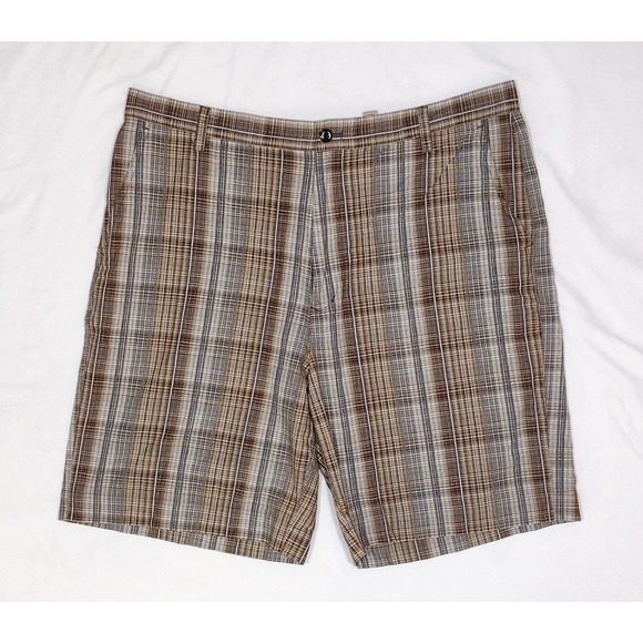 Paradise Collection 38" plaid shorts lightweight brown mid length at the knee - Picture 1 of 6
